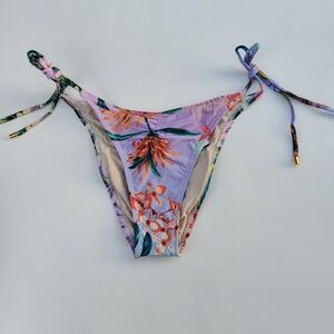 PQ Swim LOA Floral Ruched Tie Full Bikini Swimsuit Bottom Size XS New